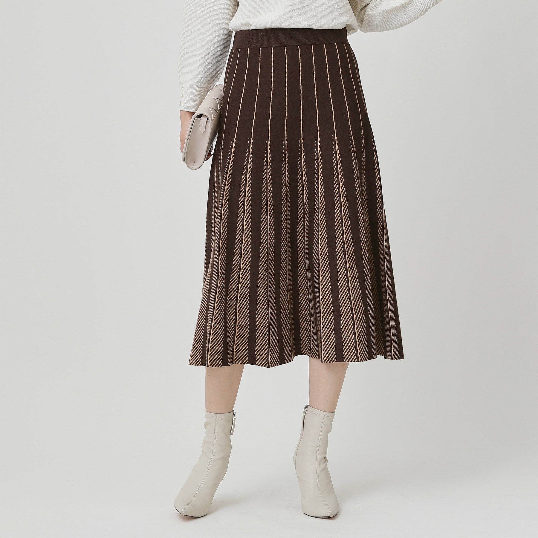 COUP DE CHANCE「【手洗い可】ニットプリーツフレアスカート」|スカート|ブラウン(544)