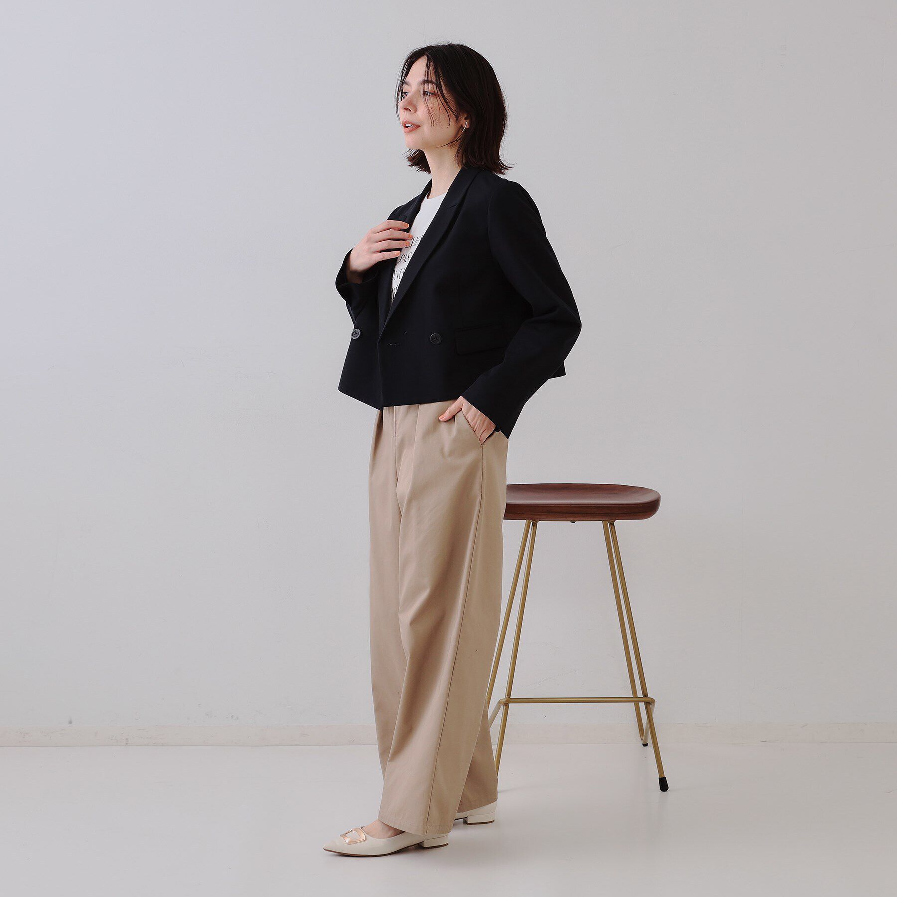 OPAQUE.CLIP「ショートテーラードジャケット【洗濯機洗い可】」|テーラードジャケット|