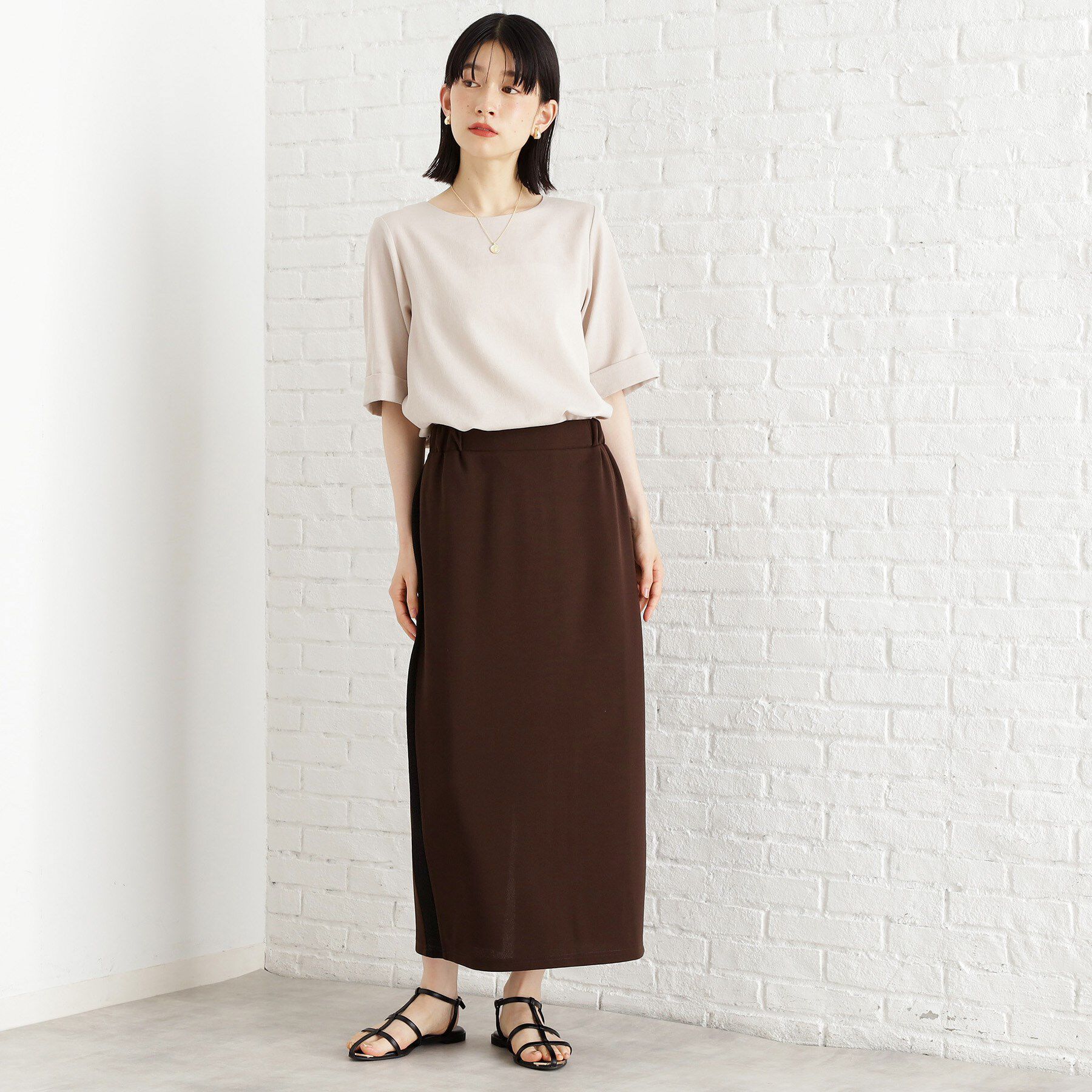 THE SHOP TK「麻調メッシュブラウス【二の腕カバー/洗える】」|シャツ・ブラウス|