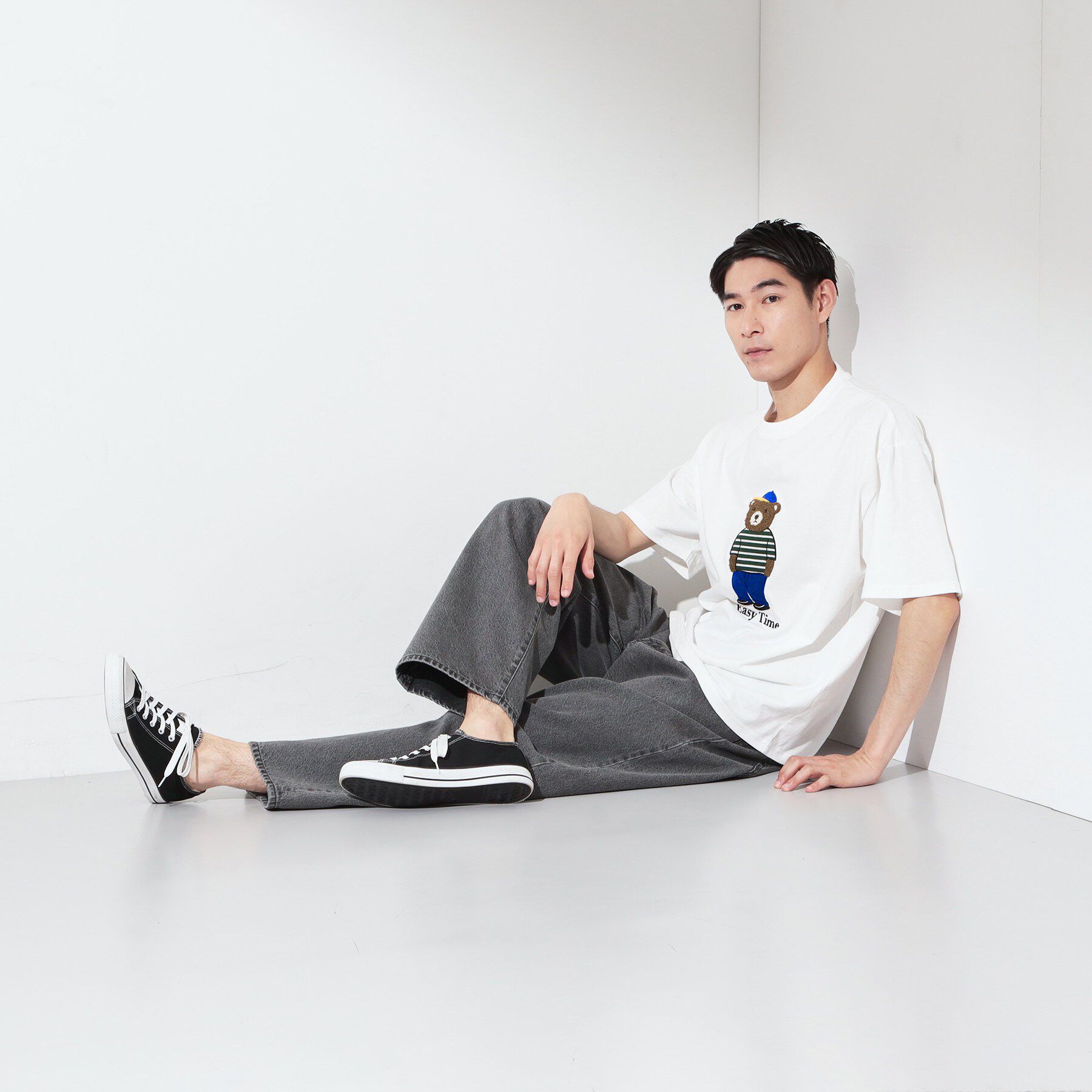 THE SHOP TK「クマ サガラ刺繍 半袖Tシャツ 【洗濯機OK】」|Tシャツ・カットソー|