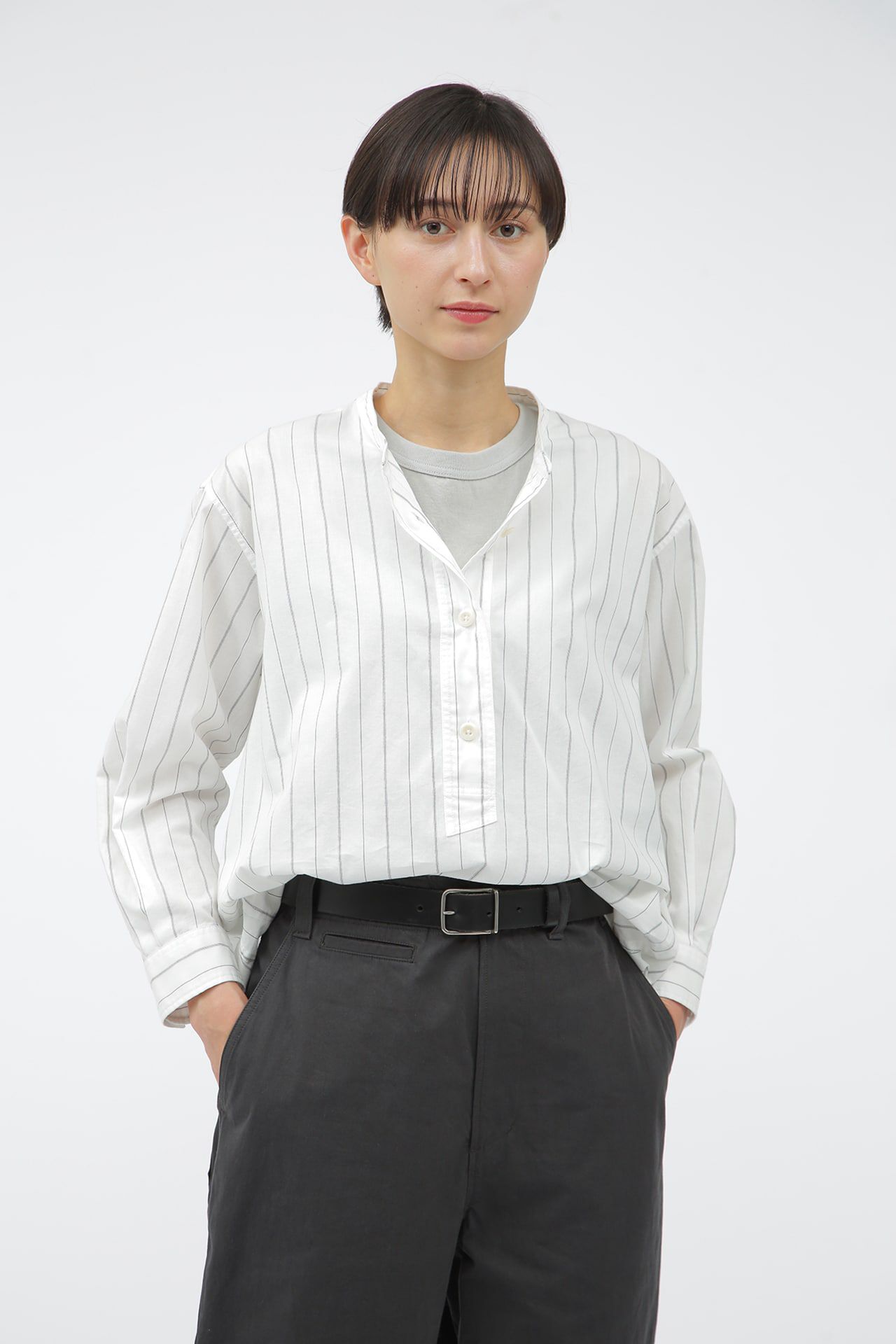 MHL.「GRAPHIC COTTON STRIPE」|シャツ・ブラウス|WHITE