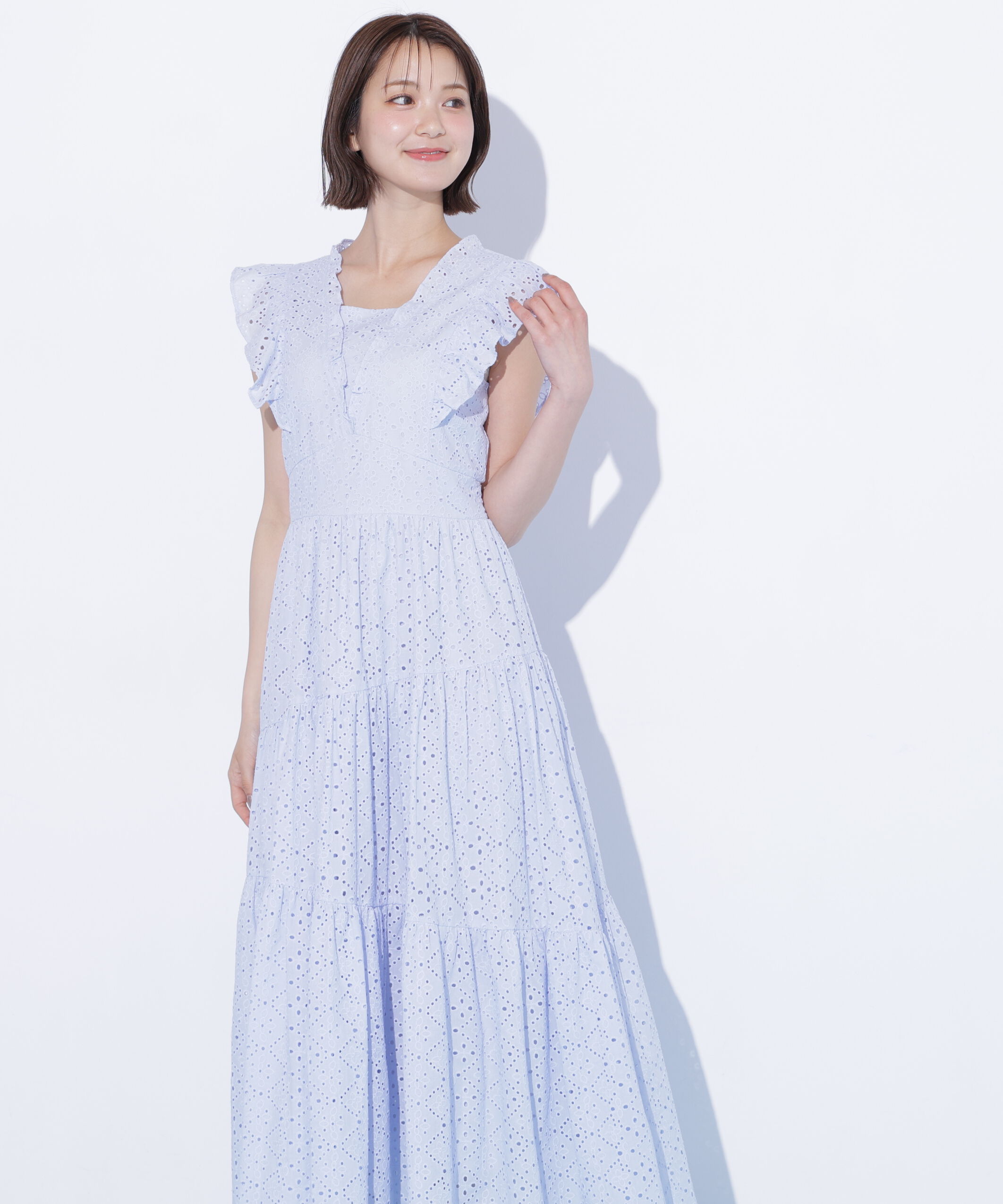  「カットワークティアードワンピース」|ワンピース|