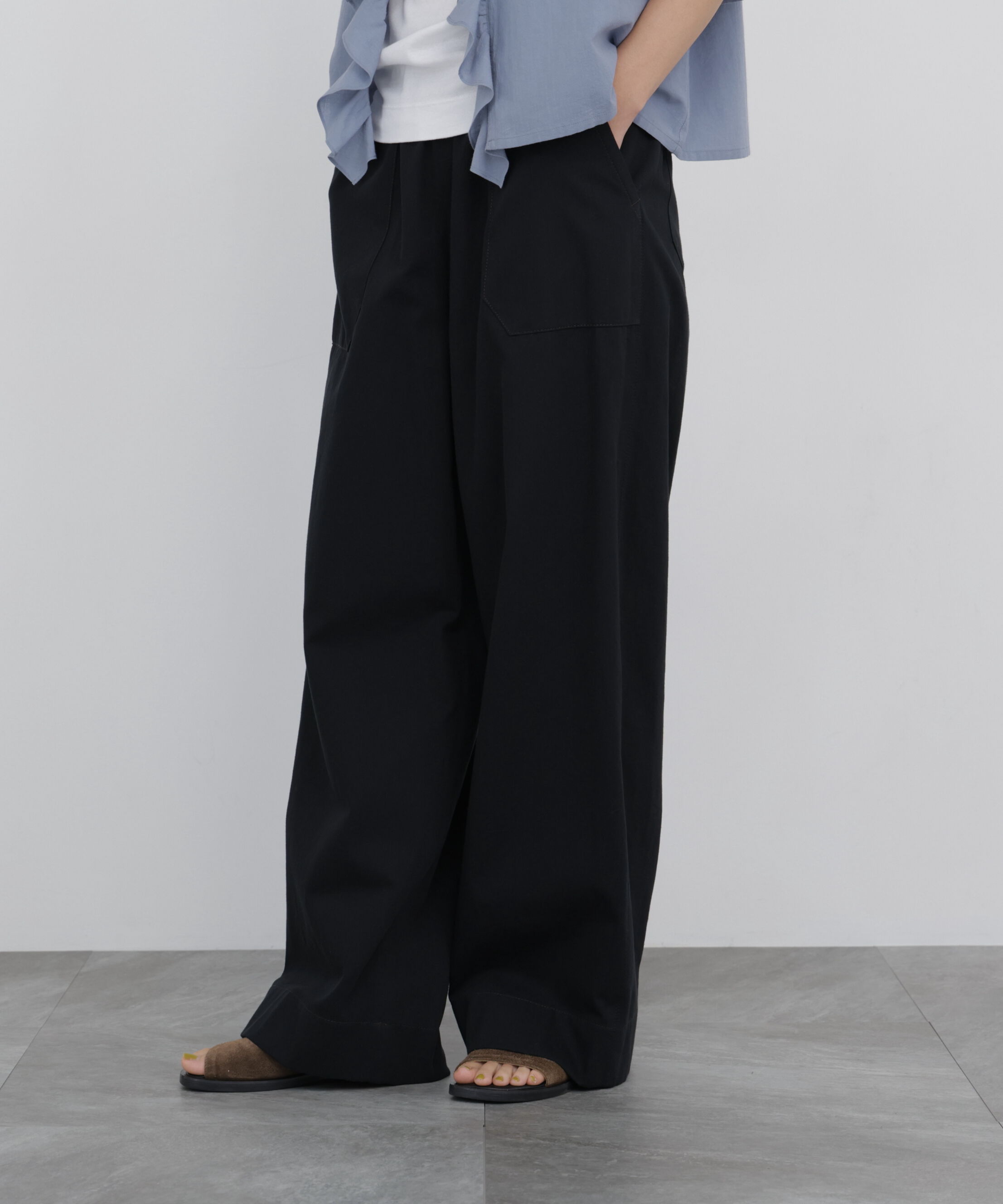  「◆ライトオンス反応染デニムリラックスパンツ」|その他|ブラック