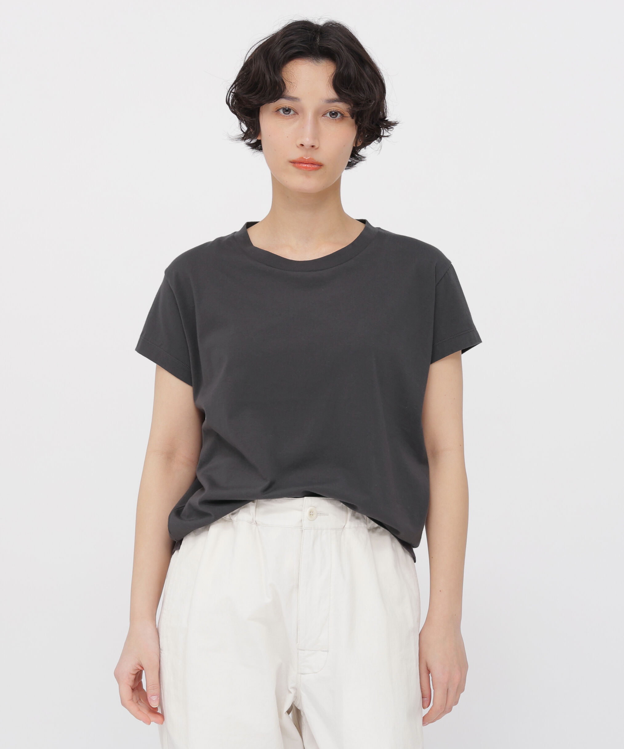  「PLAIN COTTON JERSEY TOP」|Tシャツ・カットソー|CHARCOAL3
