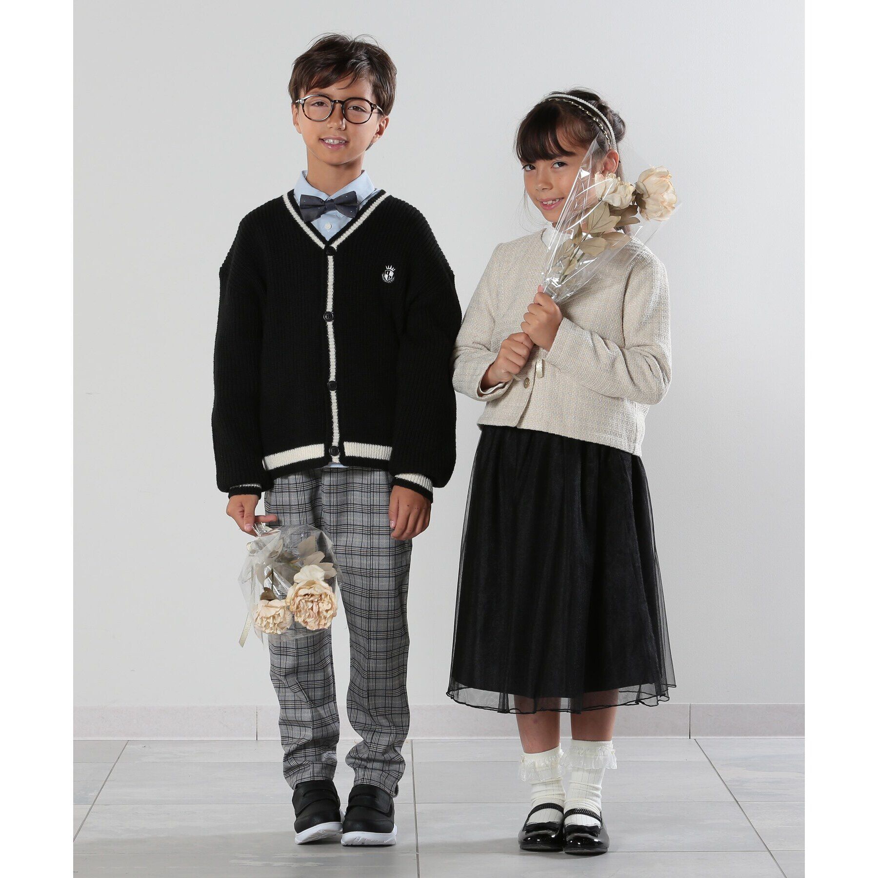 SHOO･LA･RUE「【100-140cm/プチセレ】ラインニットカーディガン」|カーディガン|