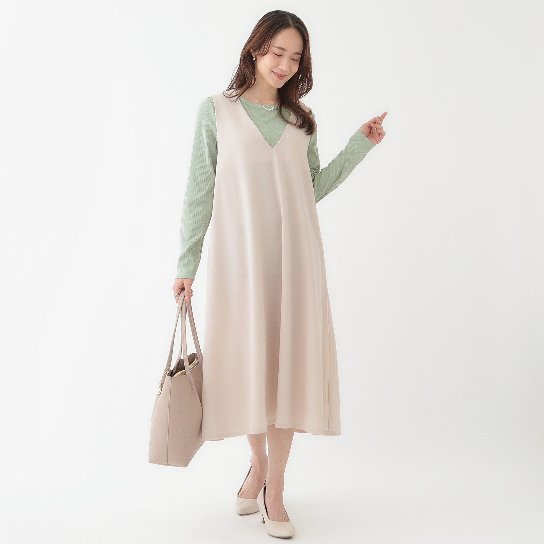 SHOO･LA･RUE「【洗える/S-LL】ベーシックだから着回ししやすい ランダムテレコ リブ長袖トップス」|Tシャツ・カットソー|