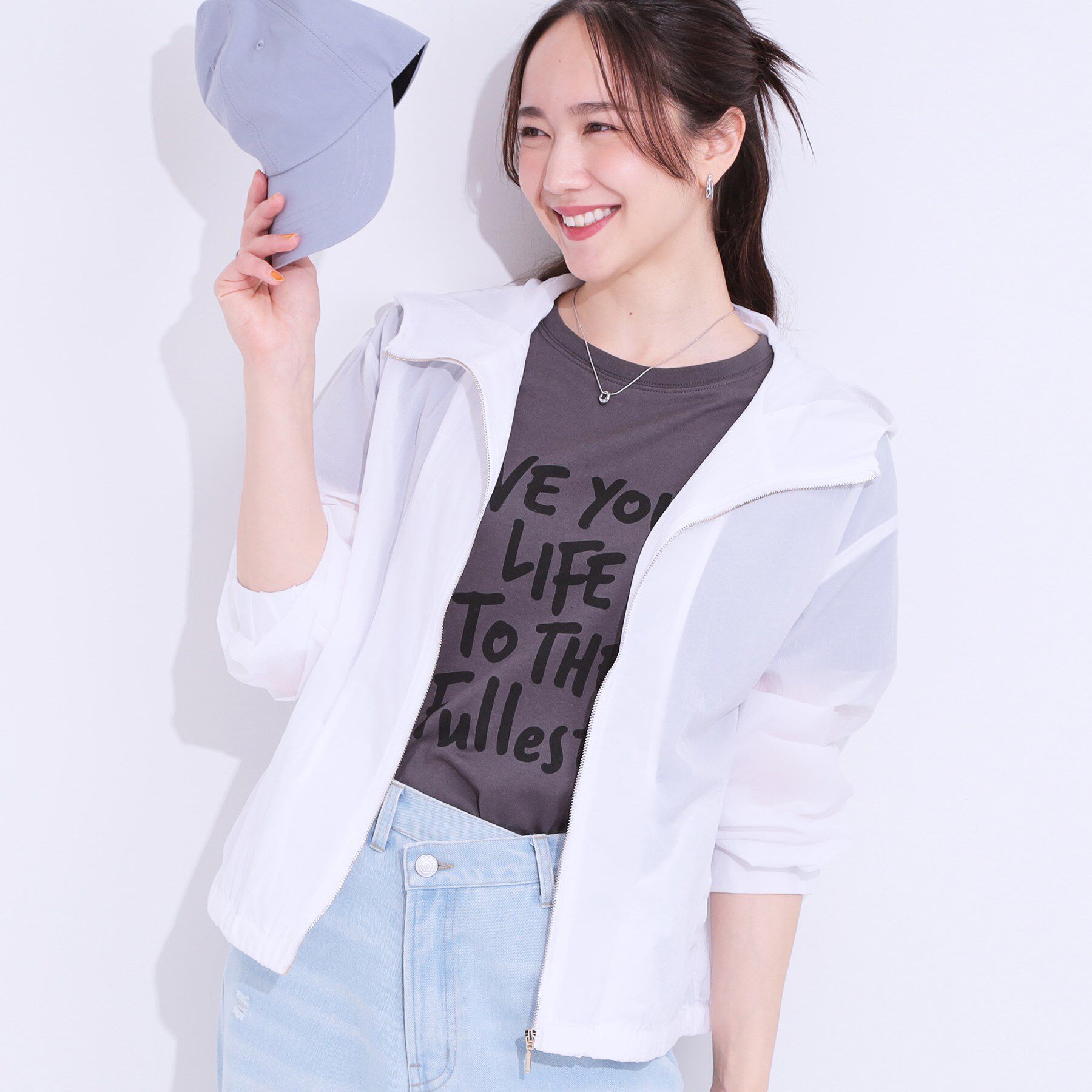 SHOO･LA･RUE「【S-LL】程よいシアー感　大人世代の軽やかフードブルゾン」|ブルゾン・スタジャン|オフホワイト(003