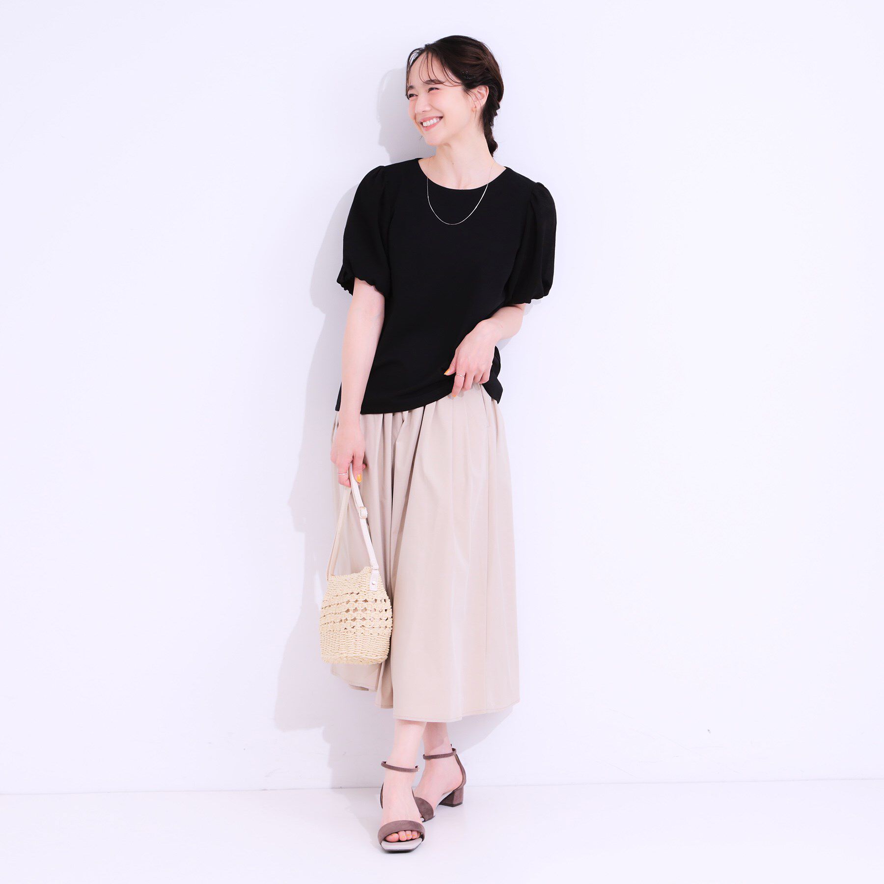 SHOO･LA･RUE「【S-LL/ひんやり/UV】お袖シアー バルーントップス」|Tシャツ・カットソー|