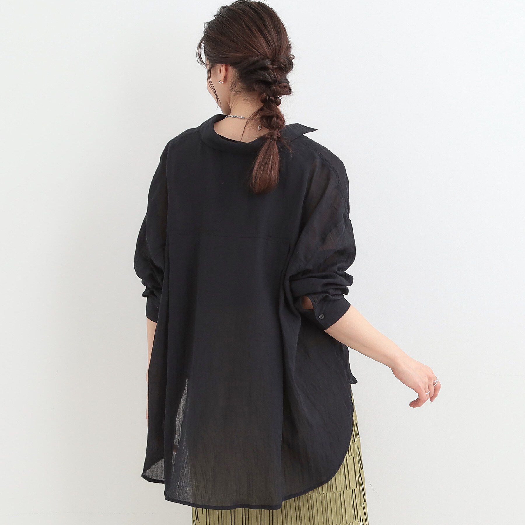 SHOO･LA･RUE「【体型カバー】ふんわり質感 やわらかこなれシアーシャツ」|シャツ・ブラウス|
