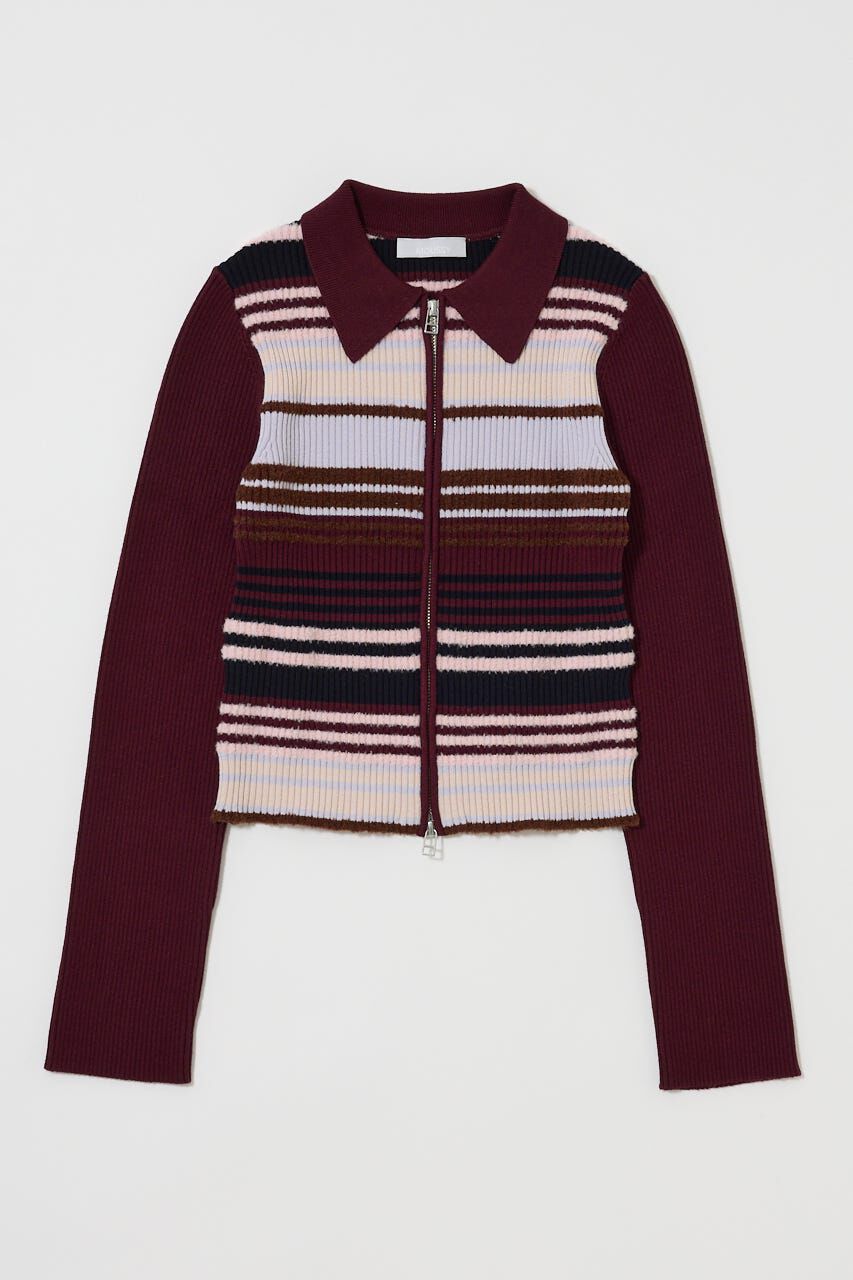 MOUSSY「STRIPE ZIP UP KNIT シャツ」|シャツ・ブラウス|