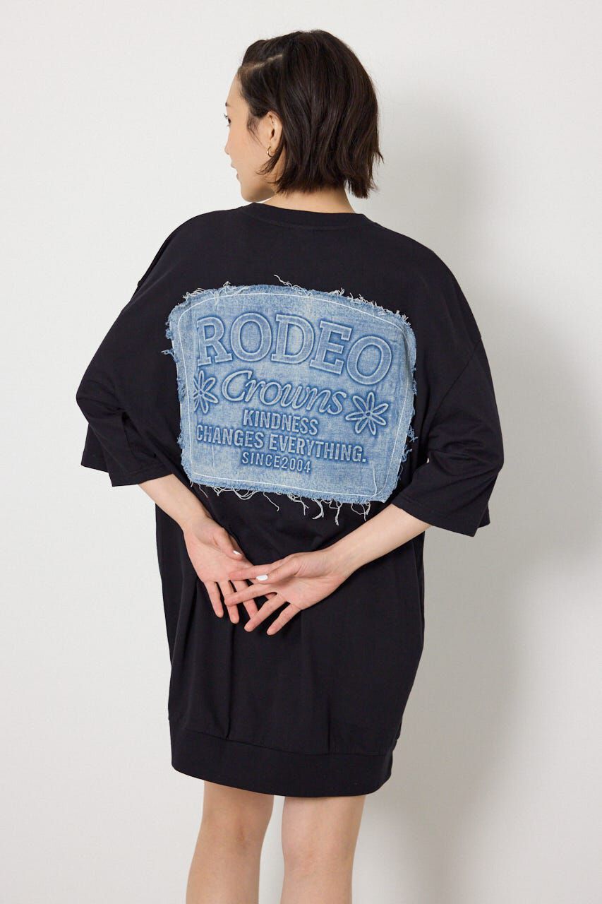 RODEO CROWNS「エンボスデニムロゴワンピース」|ワンピース|BLK