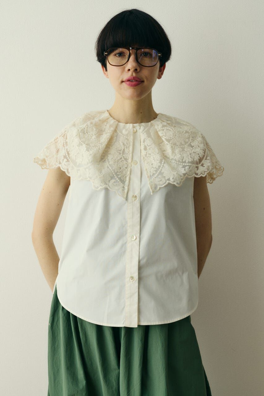 HeRIN.CYE「Lace cape blouse」|シャツ・ブラウス|WHT