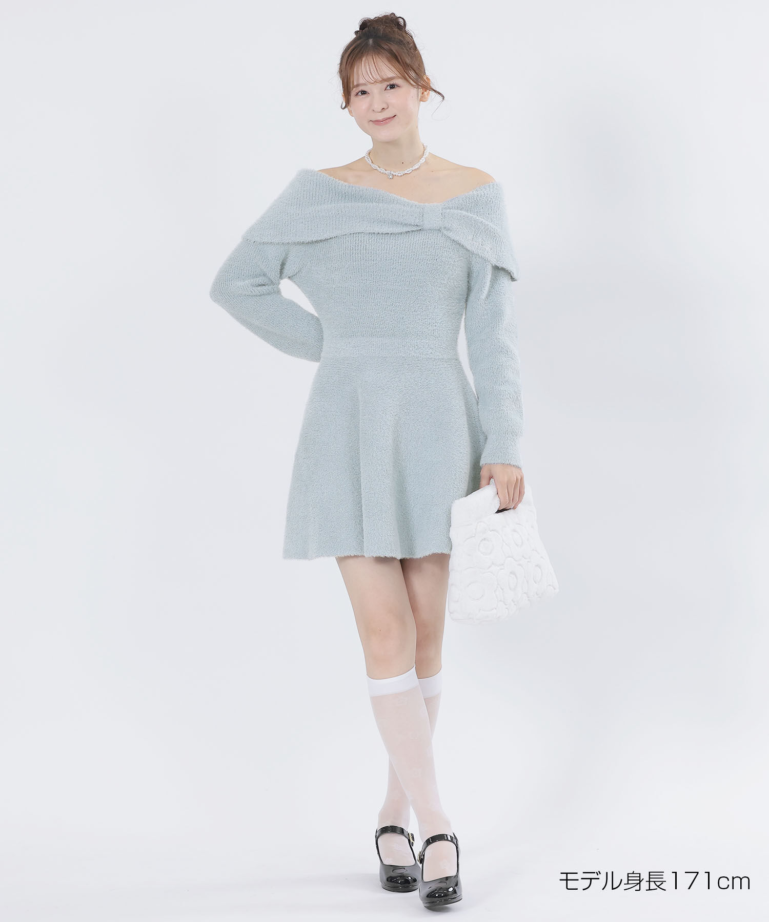 MARY QUANT「オフショルリボンニット ワンピース」|ワンピース|