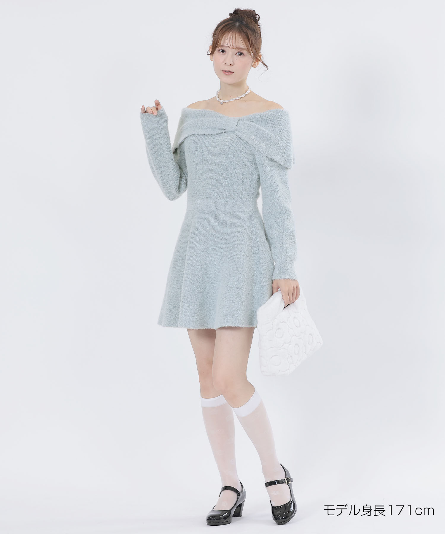 MARY QUANT「オフショルリボンニット ワンピース」|ワンピース|
