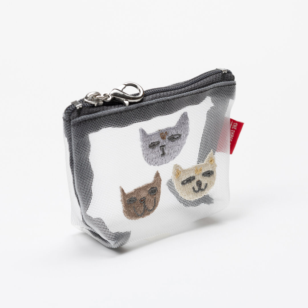  「THE THREE CATS メッシュミニ台形ポーチ」|ポーチ|
