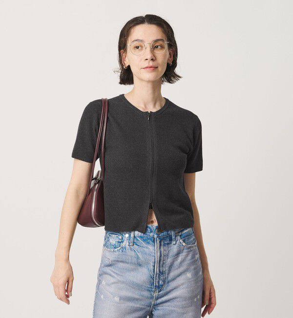 BEAUTY&YOUTH UNITED ARROWS「コットン ジップ クルーネック カーディガン ウォッシャブル」|カーディガン|DK.GRAY