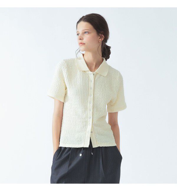 Ray BEAMS 「ポロ カラー リング ドット シャツ」|ポロシャツ|OFF WHITE