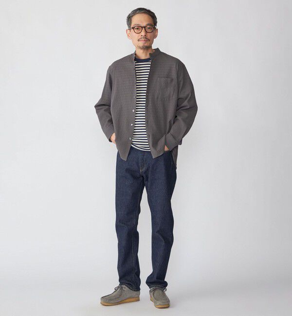 SHIPS「SHIPS: 〈MADE IN JAPAN〉エアー サッカー リラックス バンドカラー シャツ」|シャツ・ブラウス|