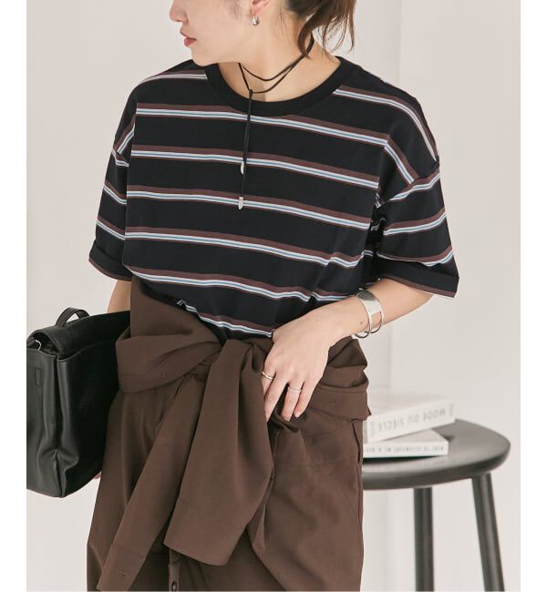 JOURNAL STANDARD「《追加3》汗ジミ防止ボーダービッグT」|Tシャツ・カットソー|ブラック