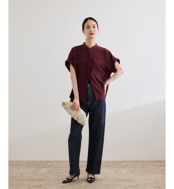 ROPE「【洗える・カセット服】バックサテンフラップブラウス/お仕事・通勤・セットアップ対応【ドラマ着用】」|シャツ・ブラウス|