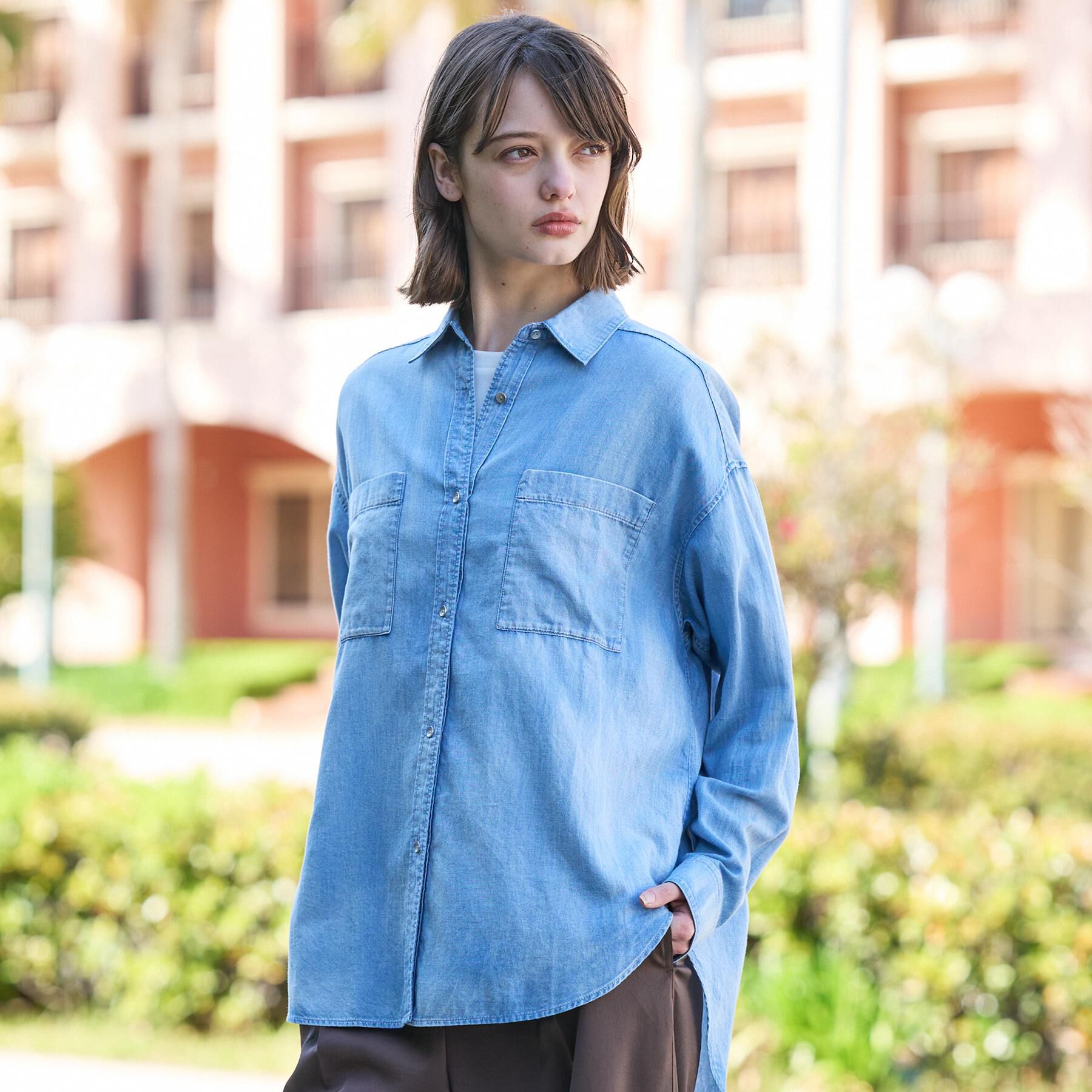 DRESSTERIOR「【夏デニム】シアーデニムシャツ」|シャツ・ブラウス|