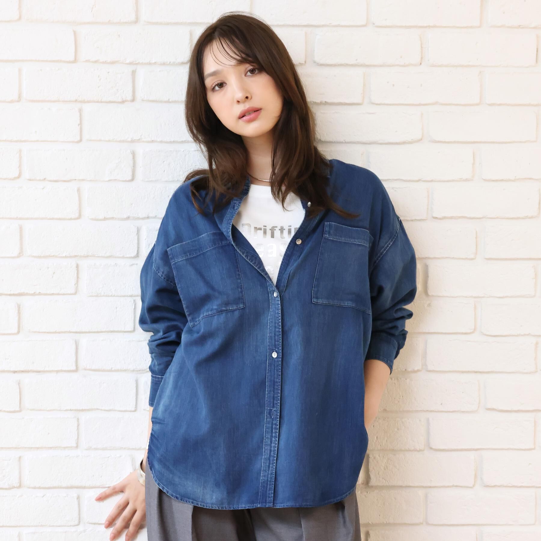 DRESSTERIOR「【夏デニム】シアーデニムシャツ」|シャツ・ブラウス|