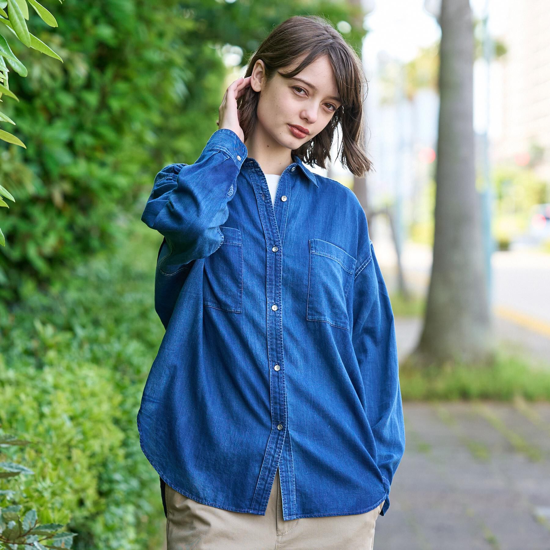 DRESSTERIOR「【夏デニム】シアーデニムシャツ」|シャツ・ブラウス|