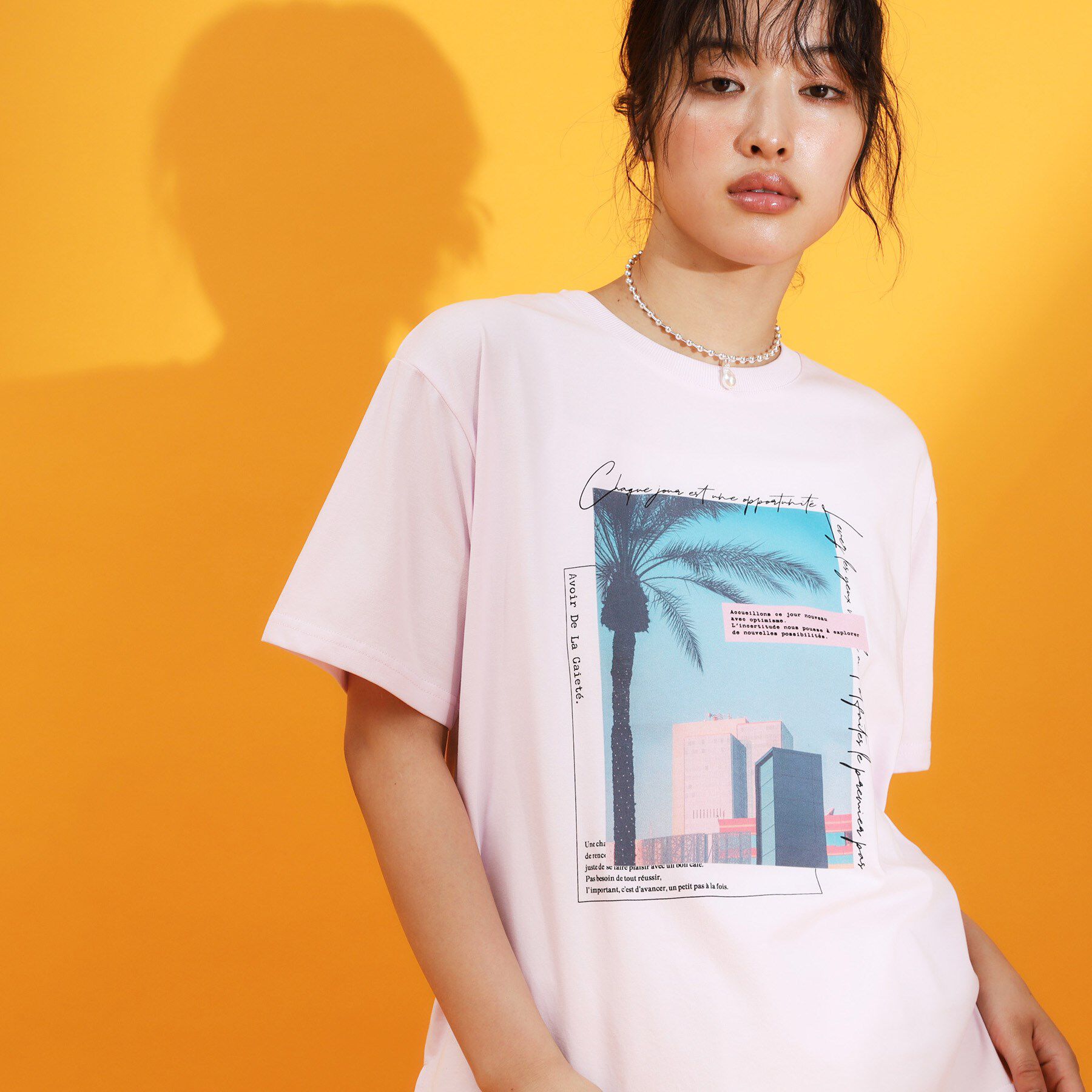THE SHOP TK「フォトアソートTシャツ【接触冷感/UV/毛玉になりにくい/洗濯機OK】」|Tシャツ・カットソー|ライトピンク(470