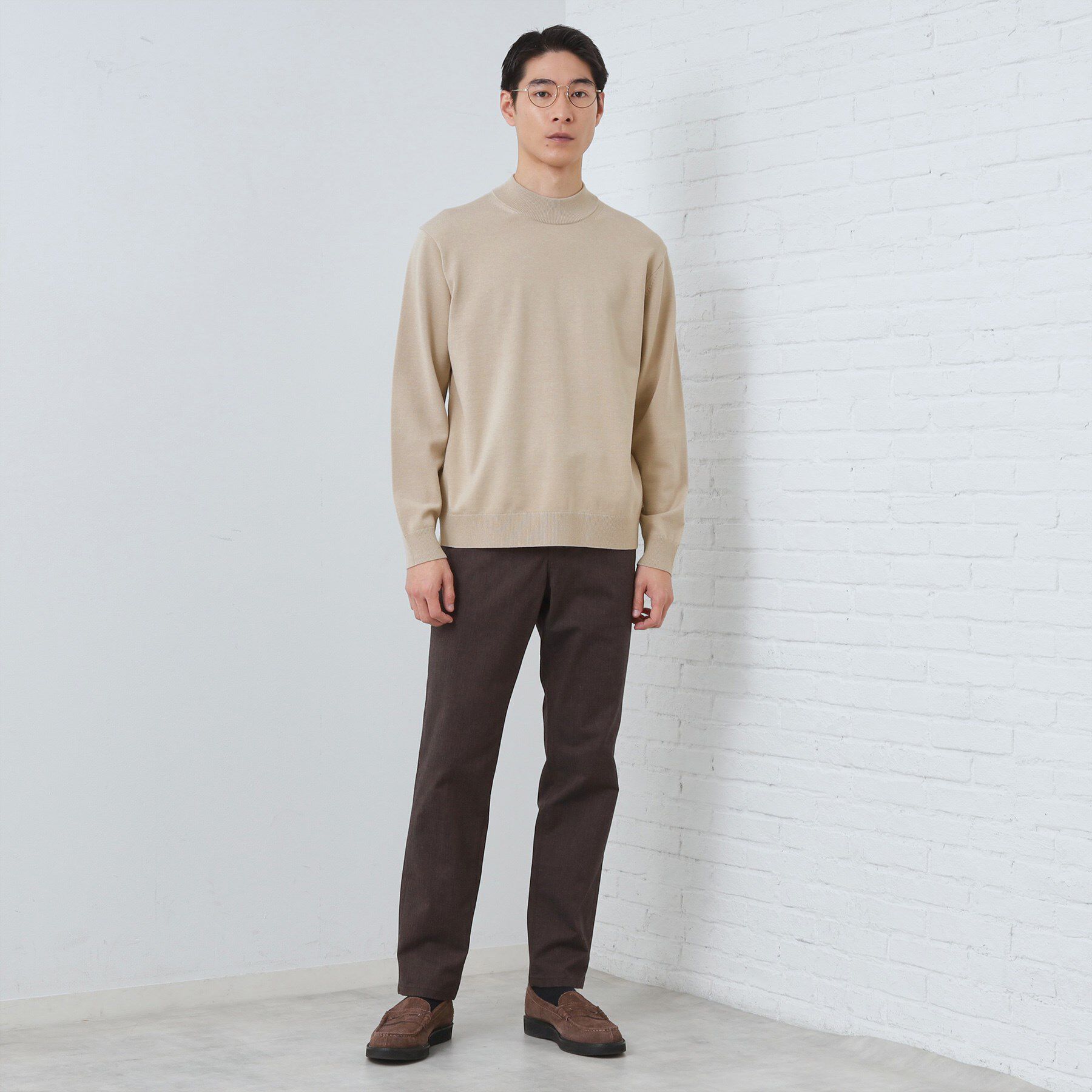 THE SHOP TK「【冬のビジネスシーンに最適】シルキーモックネックニット　洗濯機OK」|ニット・セーター|