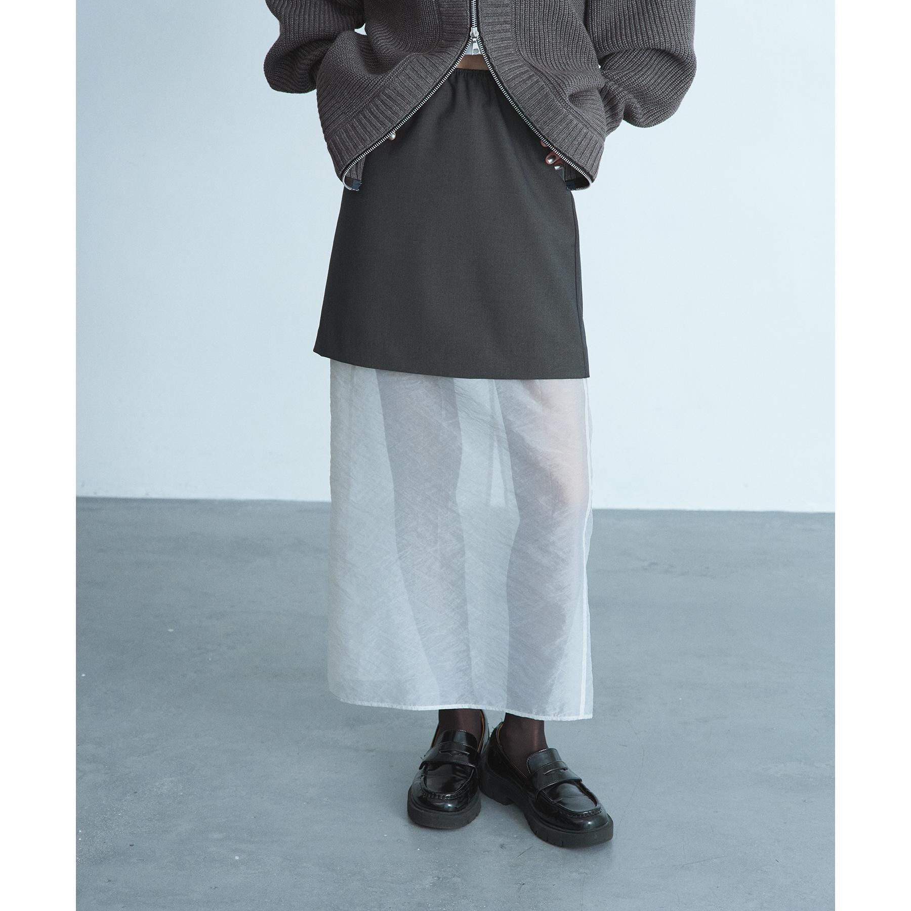 CODE A「reversible sheer skirt」|スカート|グレー(012)
