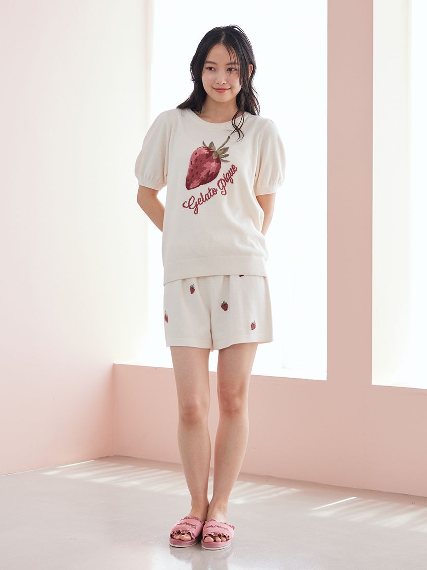 gelato pique「【ONLINE限定】エアリーモコストロベリージャガードプルオーバー&ショートパンツセット」|ルームウェア|