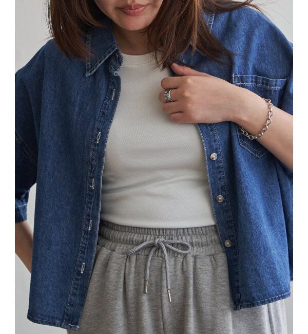 VENCE share style「デニム半袖シャツ」|シャツ・ブラウス|
