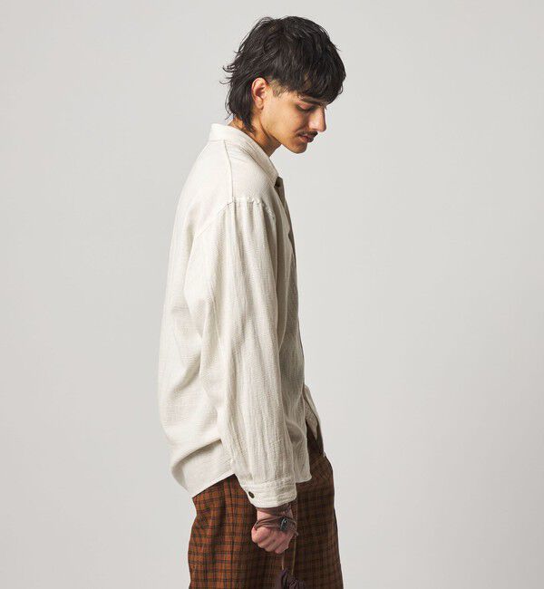 STEVEN ALAN「＜Steven Alan＞ コットンメッシュ チェック オープンカラー オーバー シャツ」|シャツ・ブラウス|