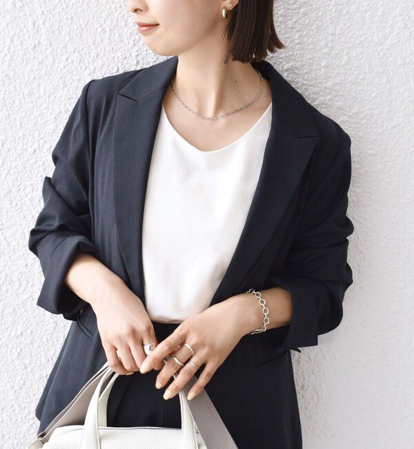 SHIPS for women「《一部予約》〈手洗い可能〉2WAY サテン &times; カットソー スクエア タンクトップ」|タンクトップ|