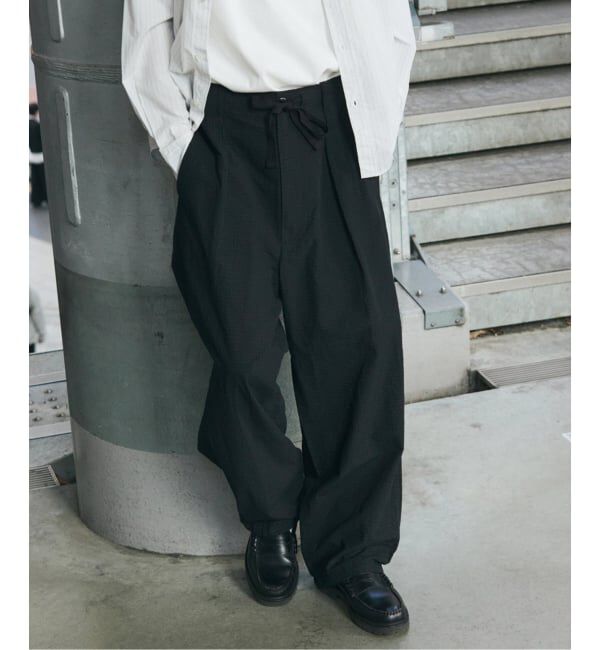 JOURNAL STANDARD「T/C サッカー オーバー パンツ」|スラックス|ブラック