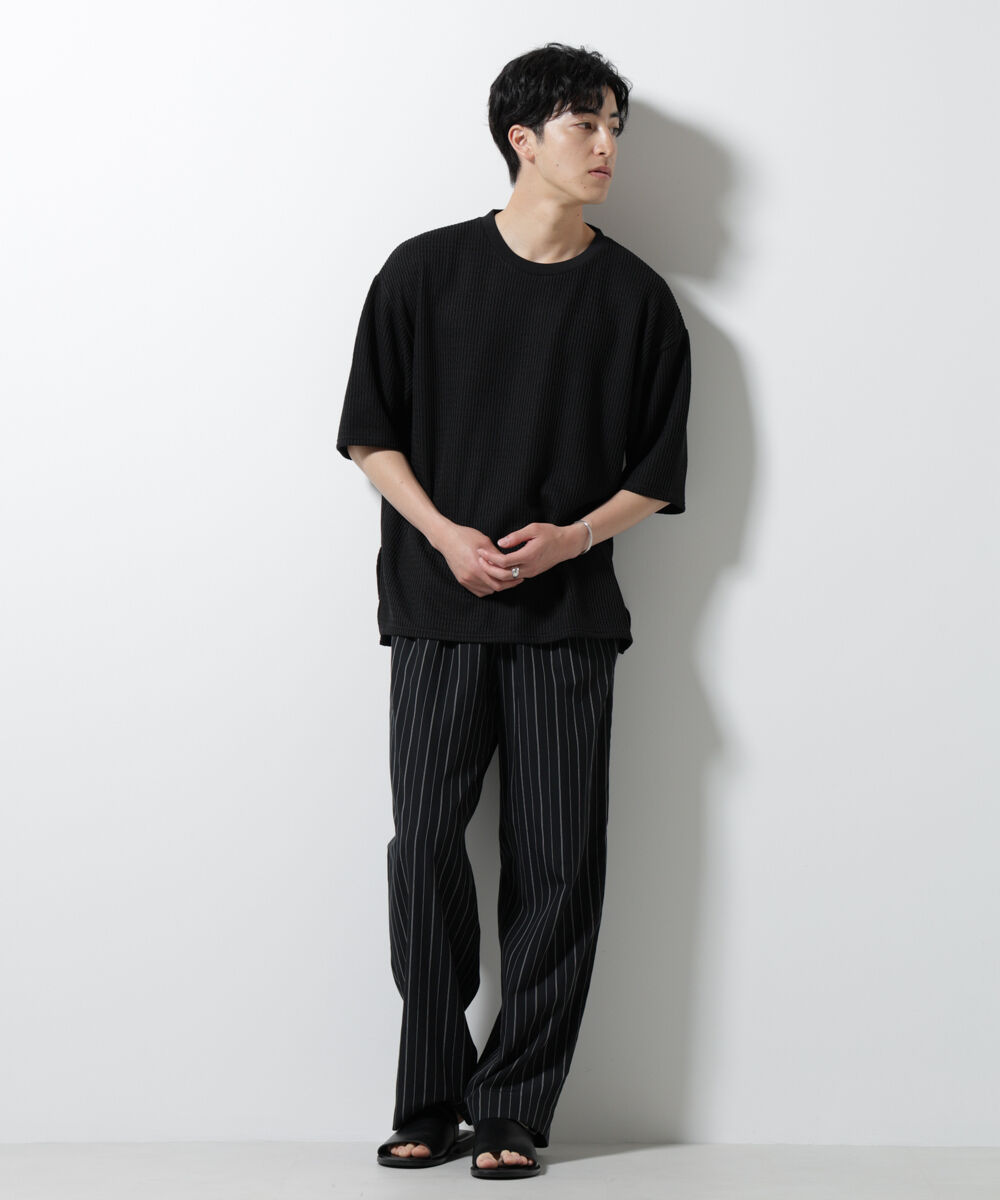 nano･universe「ジャガードニットソーTシャツ 半袖(セットアップ可)」|Tシャツ・カットソー|
