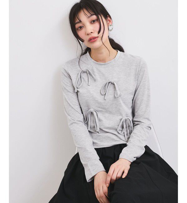 VIS「リボンデザインTシャツ」|Tシャツ・カットソー|グレー
