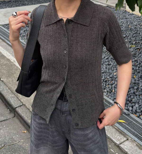  「【秋先取り】モールワイドリブニットポロ」|ニット・セーター|