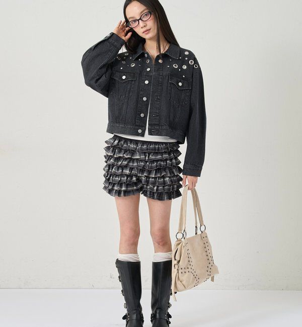  「【UNISEX/ユニセックス】アイレットデニムジャケット」|ブルゾン・スタジャン|