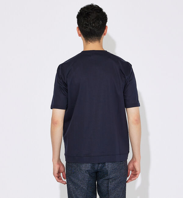 ABAHOUSE「【コットンシルケット】ポンチ クルーネック Tシャツ」|Tシャツ・カットソー|