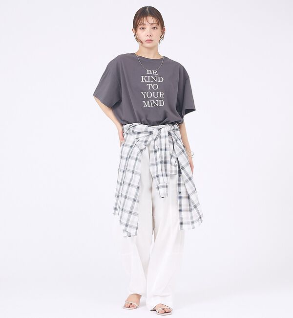 abahouse mavie「【体型カバー】ロゴタックTシャツ/半袖/大人カジュアル/体型カバー」|Tシャツ・カットソー|