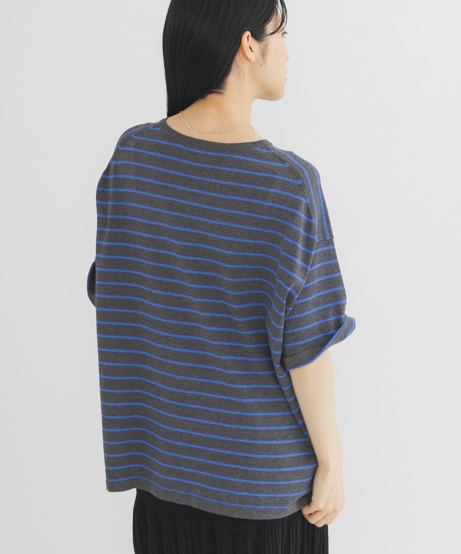  「BIGボーダーニット」|ニット・セーター|グレー系その他