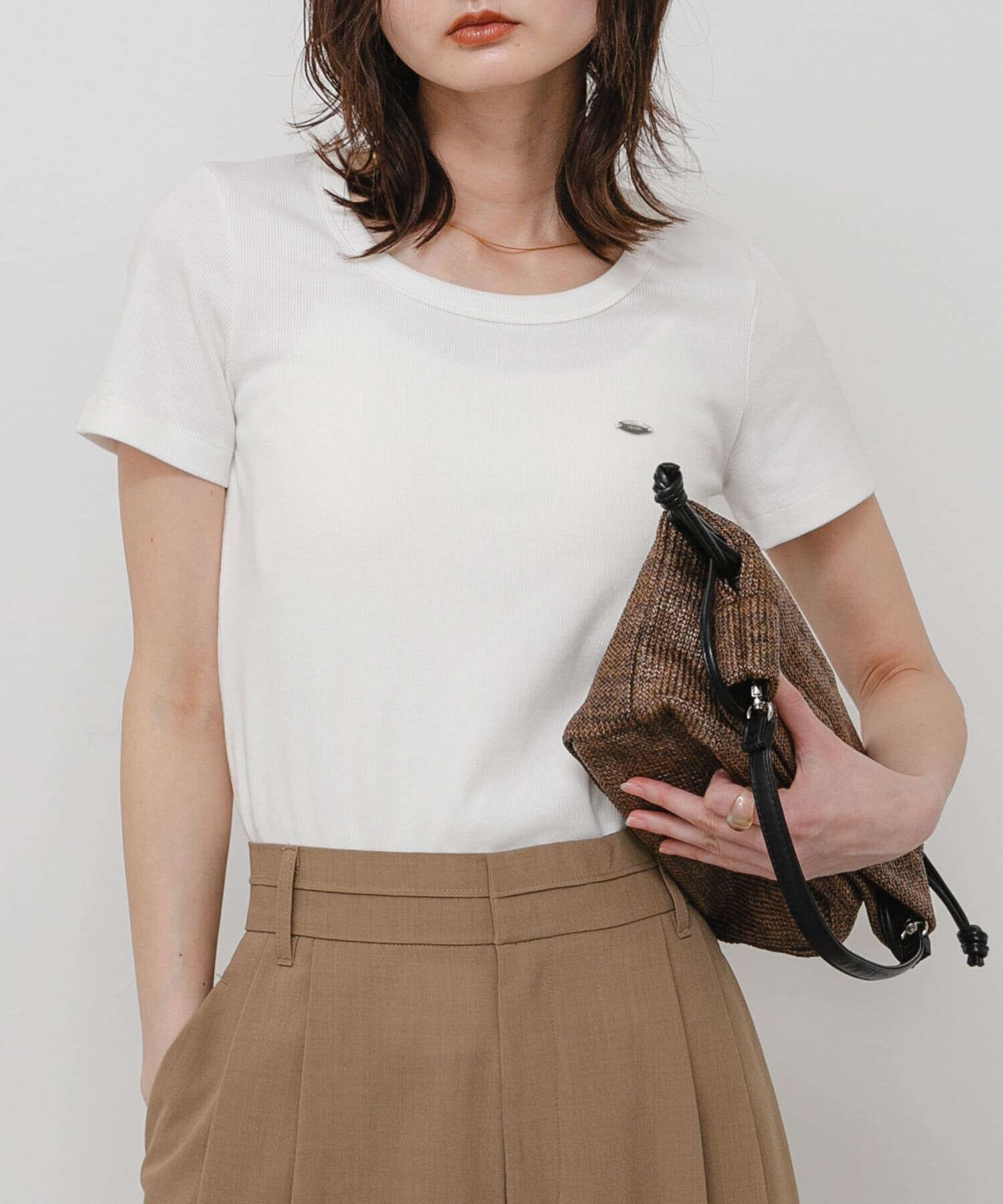 SENSE OF PLACE by URBAN RESEARCH「ラウンドネックリブTシャツ(半袖)」|Tシャツ・カットソー|オフホワイト