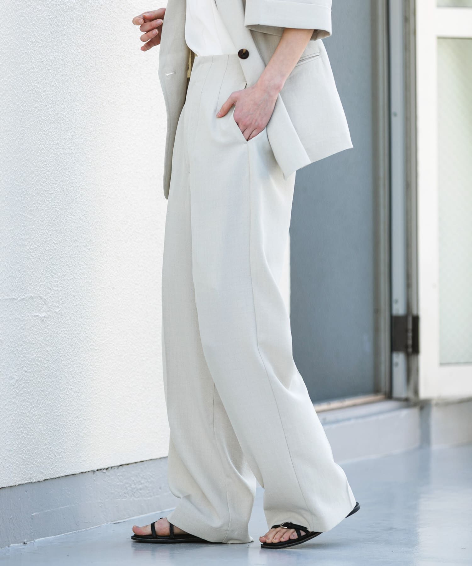 SENSE OF PLACE by URBAN RESEARCH「『一部WEB限定』『UR TECH DRYLUXE』リネンライクワイドパンツ」|その他|