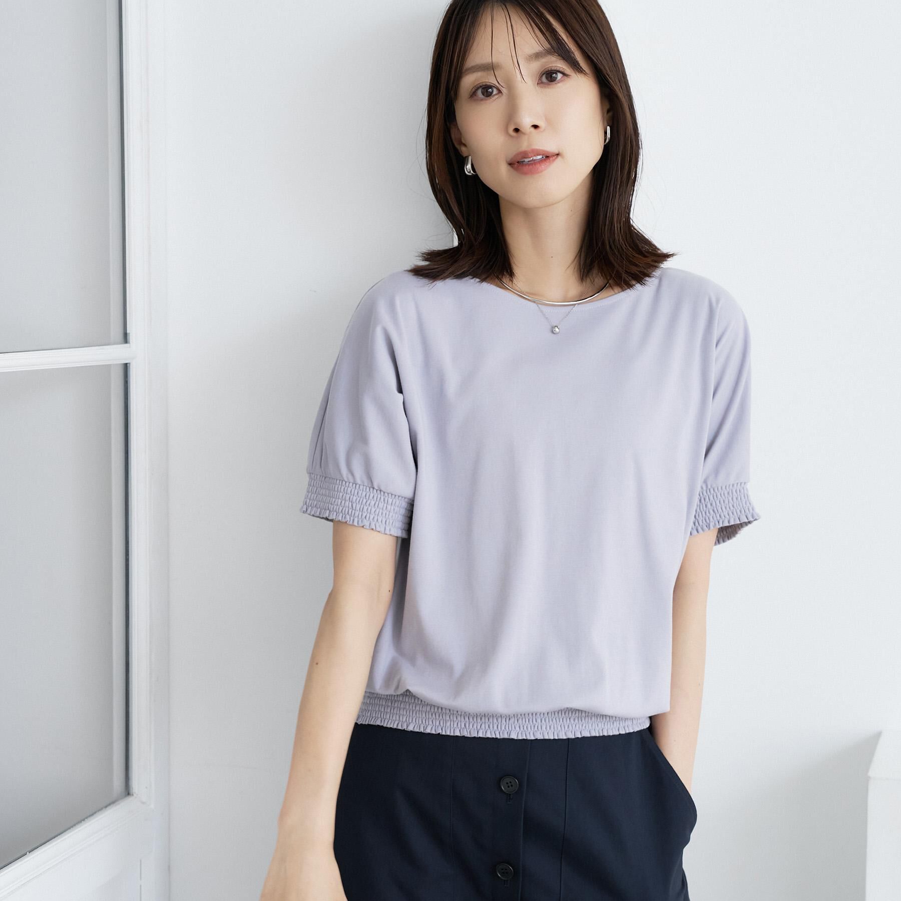UNTITLED「【接触冷感/汗染み防止/吸水速乾/UVカット】シャーリングプルオーバー」|Tシャツ・カットソー|ラベンダー(080)