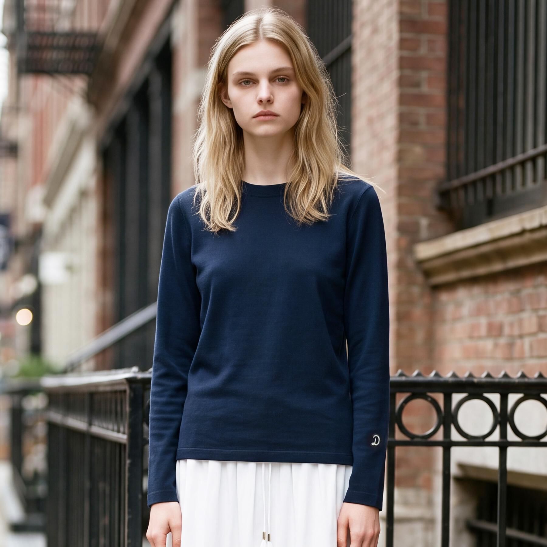 DRESSTERIOR「【ウォッシャブル】コットンフルニードルプルオーバーニット」|ニット・セーター|ネイビー(094)