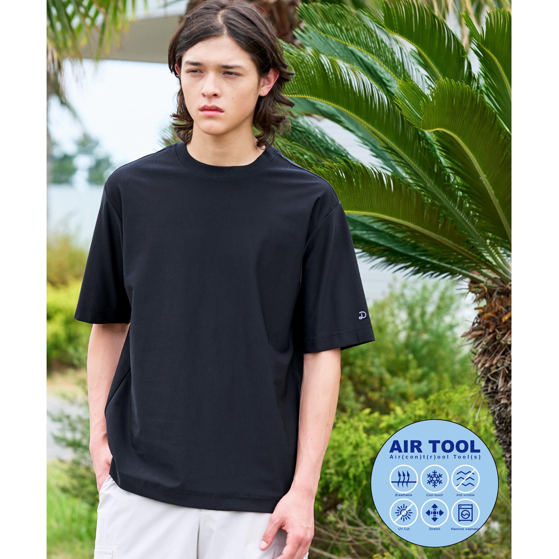 DRESSTERIOR「【接触冷感/UVカット/ウォッシャブル】AIRTOOL クルーネックTシャツ」|Tシャツ・カットソー|ブラック(019)