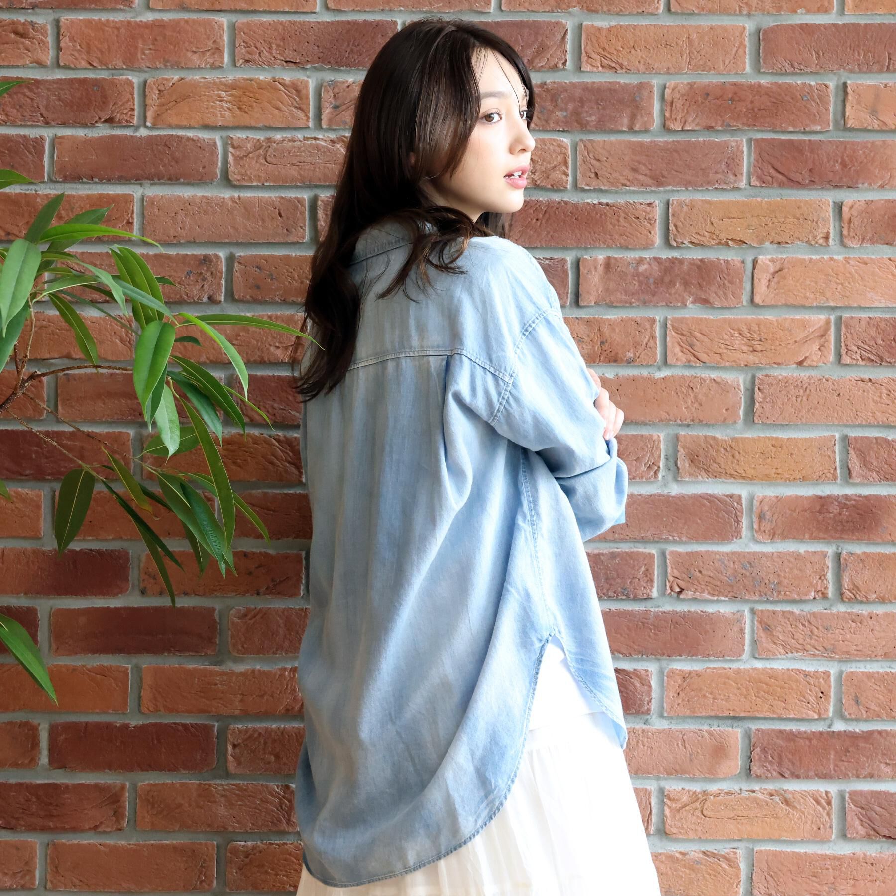 DRESSTERIOR「【夏デニム】シアーデニムシャツ」|シャツ・ブラウス|