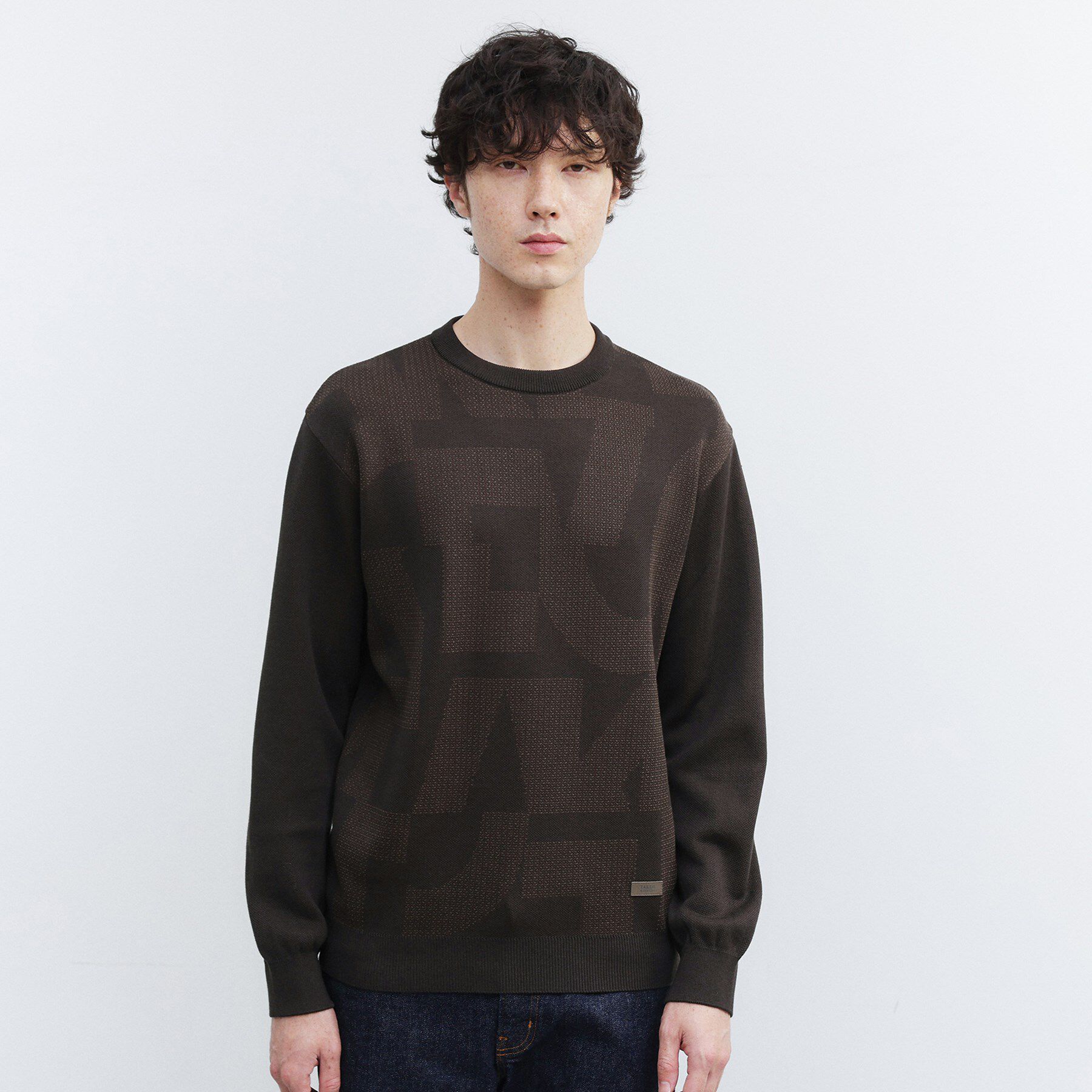 TAKEO KIKUCHI「【Made in JAPAN】ビッグチェック＆スライドパズル柄 ニット」|ニット・セーター|