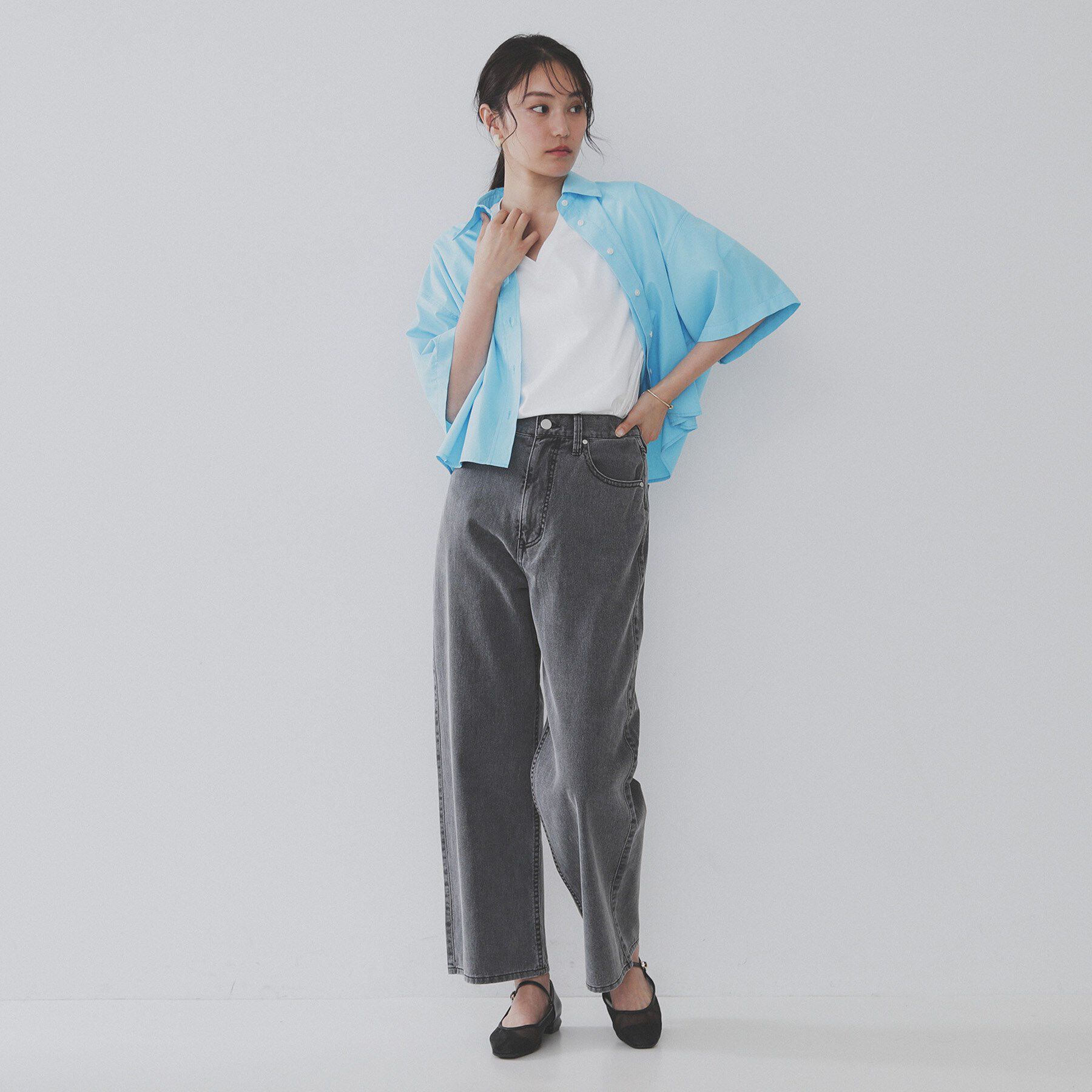 OPAQUE.CLIP「《5色展開／SS-LLサイズ》VネックベーシックTシャツ【接触冷感／洗濯機洗い可】」|Tシャツ・カットソー|
